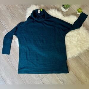 WE THE FREE | Teal Knit Tunic Length Partial Turtle Neck Sweater Top (M)